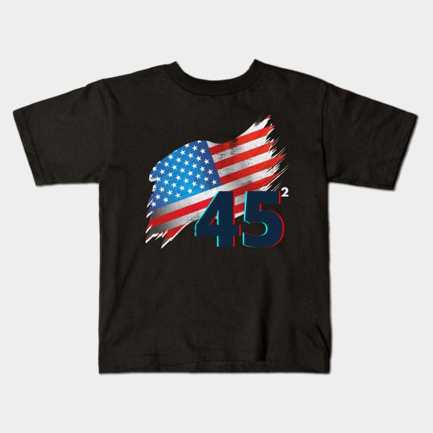 Trump 45 Squared 2020 Second Term USA Election Kids T-Shirt by CormackVisuals